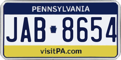 PA license plate JAB8654