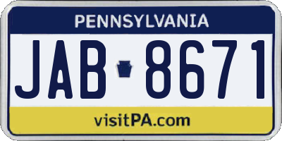 PA license plate JAB8671