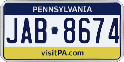PA license plate JAB8674