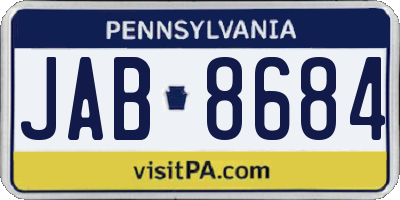 PA license plate JAB8684