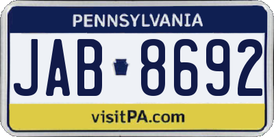 PA license plate JAB8692