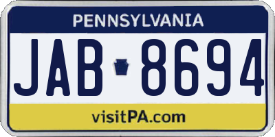 PA license plate JAB8694