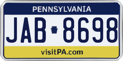 PA license plate JAB8698