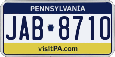 PA license plate JAB8710