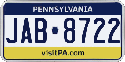 PA license plate JAB8722
