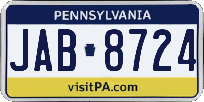 PA license plate JAB8724