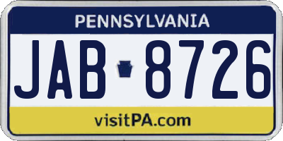 PA license plate JAB8726