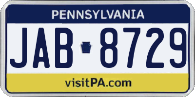 PA license plate JAB8729