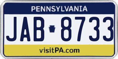 PA license plate JAB8733
