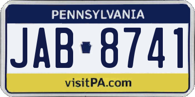 PA license plate JAB8741