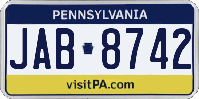 PA license plate JAB8742
