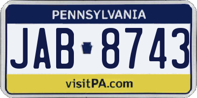PA license plate JAB8743