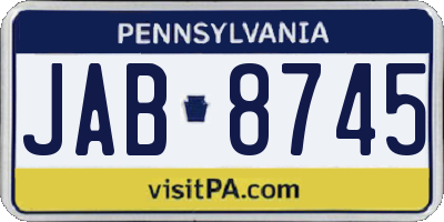 PA license plate JAB8745