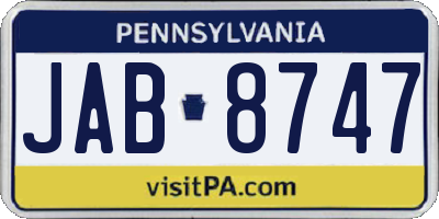 PA license plate JAB8747