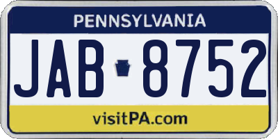 PA license plate JAB8752