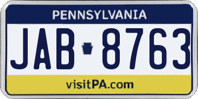 PA license plate JAB8763