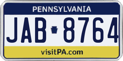 PA license plate JAB8764