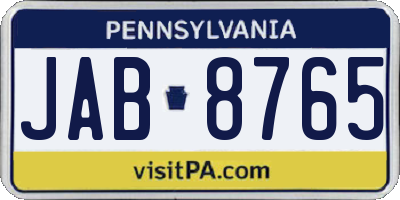 PA license plate JAB8765