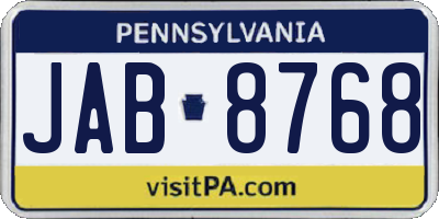 PA license plate JAB8768