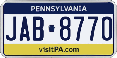 PA license plate JAB8770
