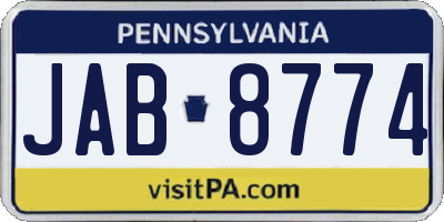 PA license plate JAB8774