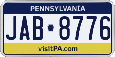 PA license plate JAB8776