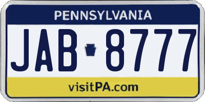 PA license plate JAB8777