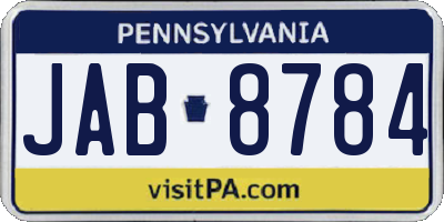 PA license plate JAB8784