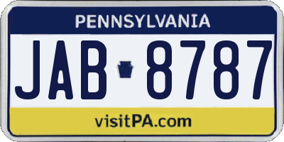 PA license plate JAB8787