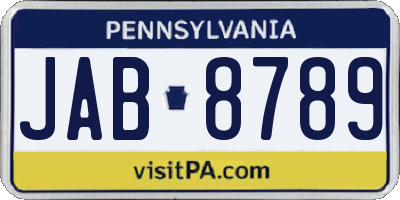 PA license plate JAB8789