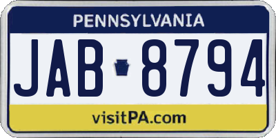 PA license plate JAB8794