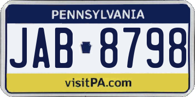 PA license plate JAB8798