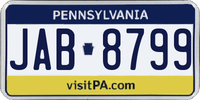 PA license plate JAB8799