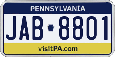 PA license plate JAB8801