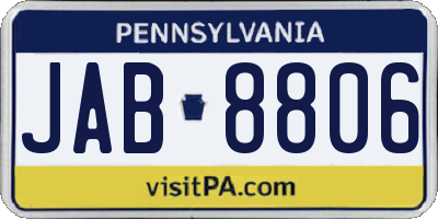 PA license plate JAB8806