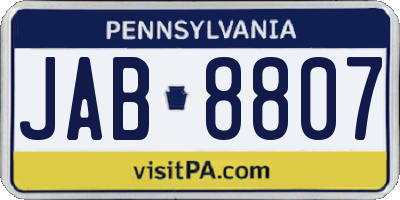 PA license plate JAB8807