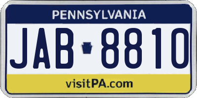 PA license plate JAB8810