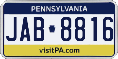 PA license plate JAB8816