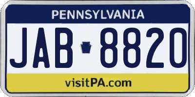 PA license plate JAB8820