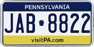 PA license plate JAB8822
