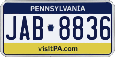 PA license plate JAB8836