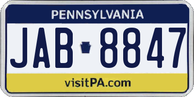PA license plate JAB8847