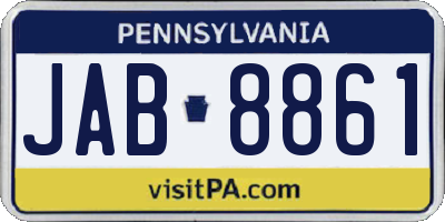 PA license plate JAB8861