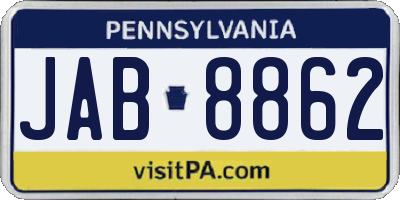 PA license plate JAB8862