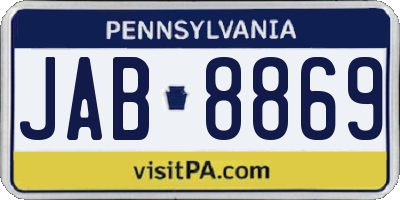 PA license plate JAB8869