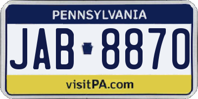 PA license plate JAB8870