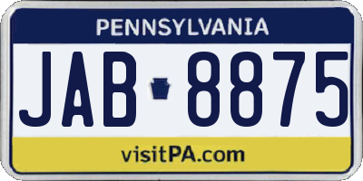 PA license plate JAB8875