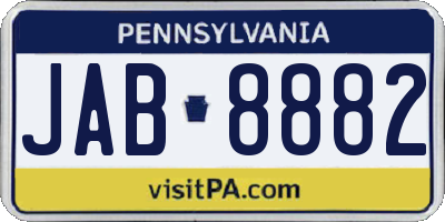 PA license plate JAB8882