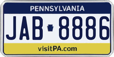 PA license plate JAB8886