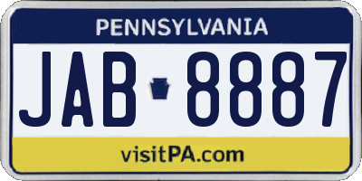 PA license plate JAB8887